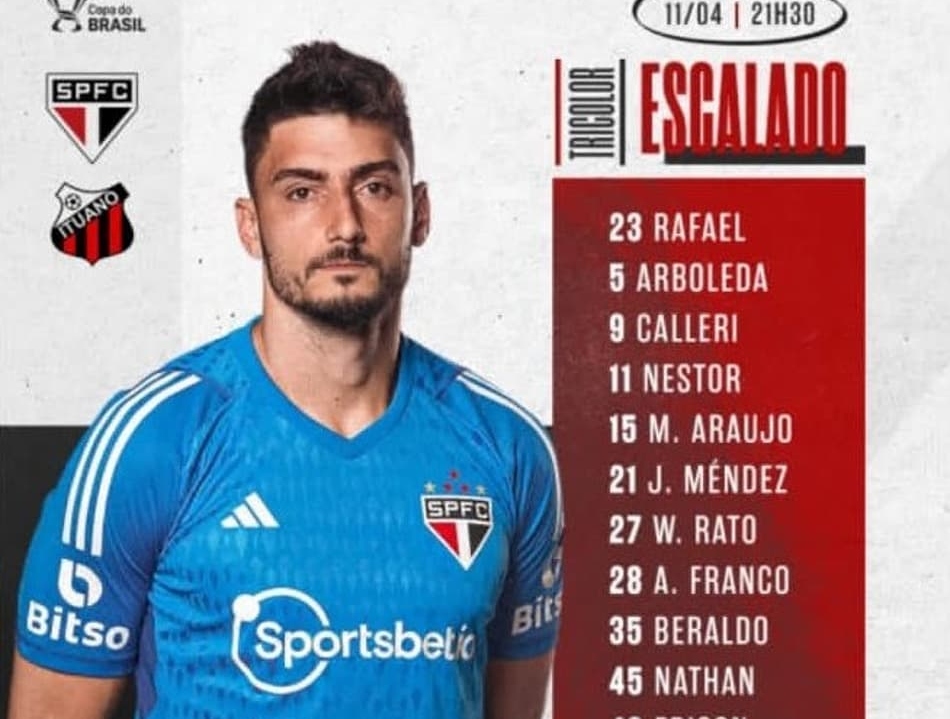 Com Diego Costa no banco e Calleri de volta, São Paulo está escalado para jogo contra o Ituano; saiba onde assistir