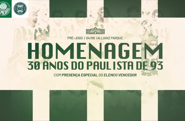 Palmeiras anuncia que prestará homenagem ao elenco campeão paulista de 1993