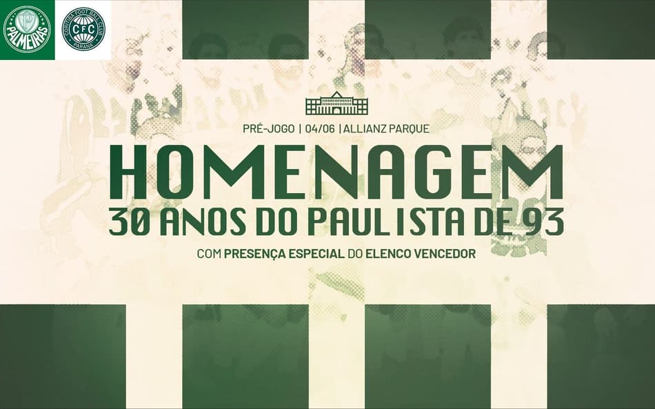 Palmeiras anuncia que prestará homenagem ao elenco campeão paulista de 1993