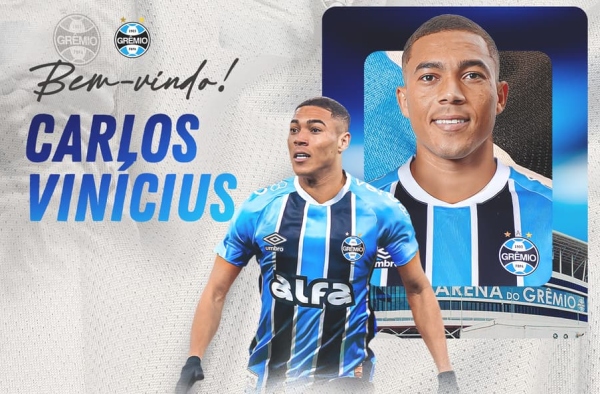 Grêmio confirma contratação do centroavante Carlos Vinícius