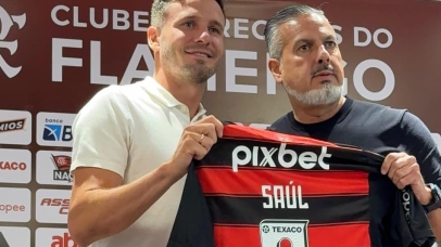 Saúl é apresentado pelo Flamengo e relembra passado com Filipe Luís: ‘O jogador demonstrava traços de treinador’